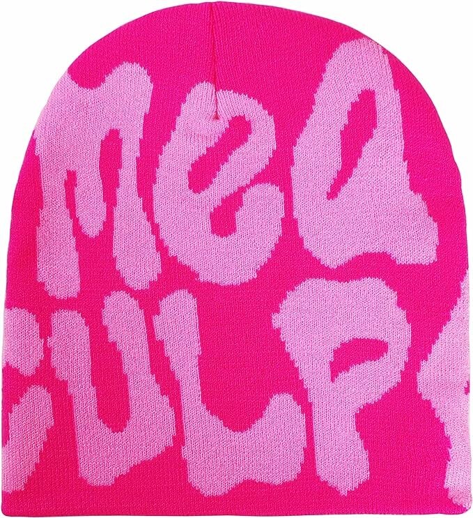 【希少品】Dime Montreal haha script beanie MILLEVIBE Y2K Beanie with Letter Print - 2 Pieces Knitted