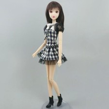 Weiß schwarz kariertes Puppenkleid für 11,5" Puppenkleidung kurze Kleider Kleid 1/6 Spielzeug