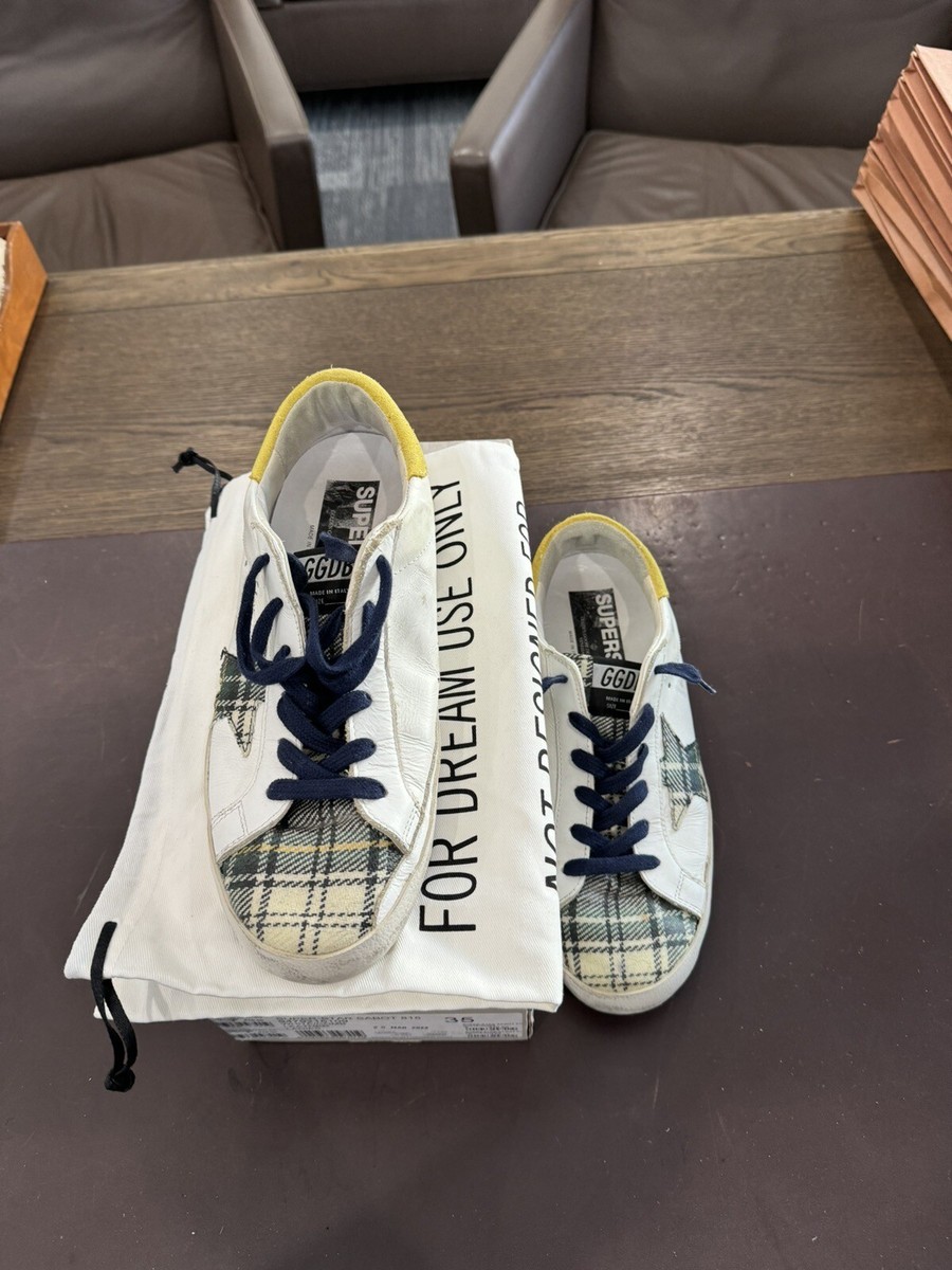 Golden goose 97/381 Yellow Plaid Super Star Size 40 Hard To Find 