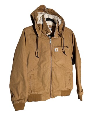 Carhartt Weathered Wildwood Jacket Tan Women's Size Medium Sherpa Lined  Hooded