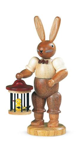 Easter figure rabbit with bird cage natural small height 11 cm new Easter decoration Easter bunny - Picture 1 of 1