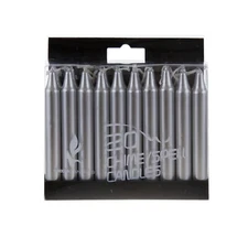 Mega Candles - Unscented 4" Chime / Spell Taper Candles - Silver, Set of 20
