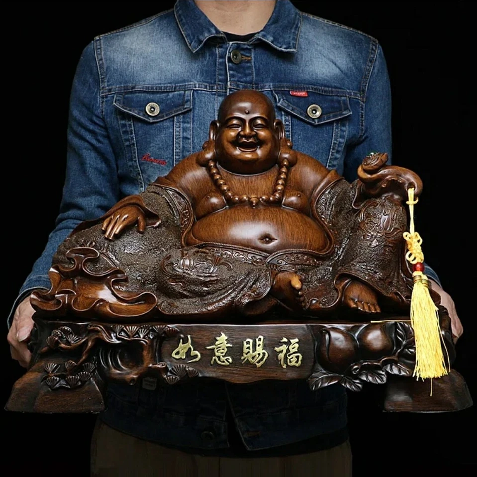 Feng Shui chino oro de la suerte feliz Buda estatua riqueza hogar/oficina decoración regalo Foto 2 de 4