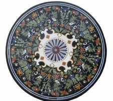 Centrocaffè 42" rotondo in marmo pietre pietradura intarsiato design antico