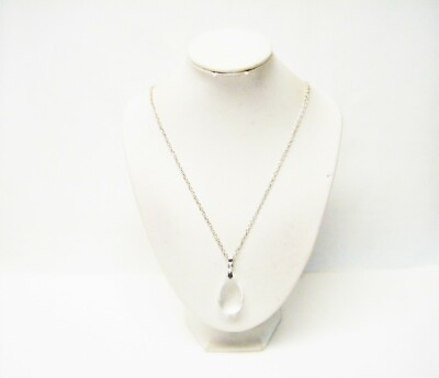 Clear Glass Tear Drop Accent Pendant Necklace | eBay