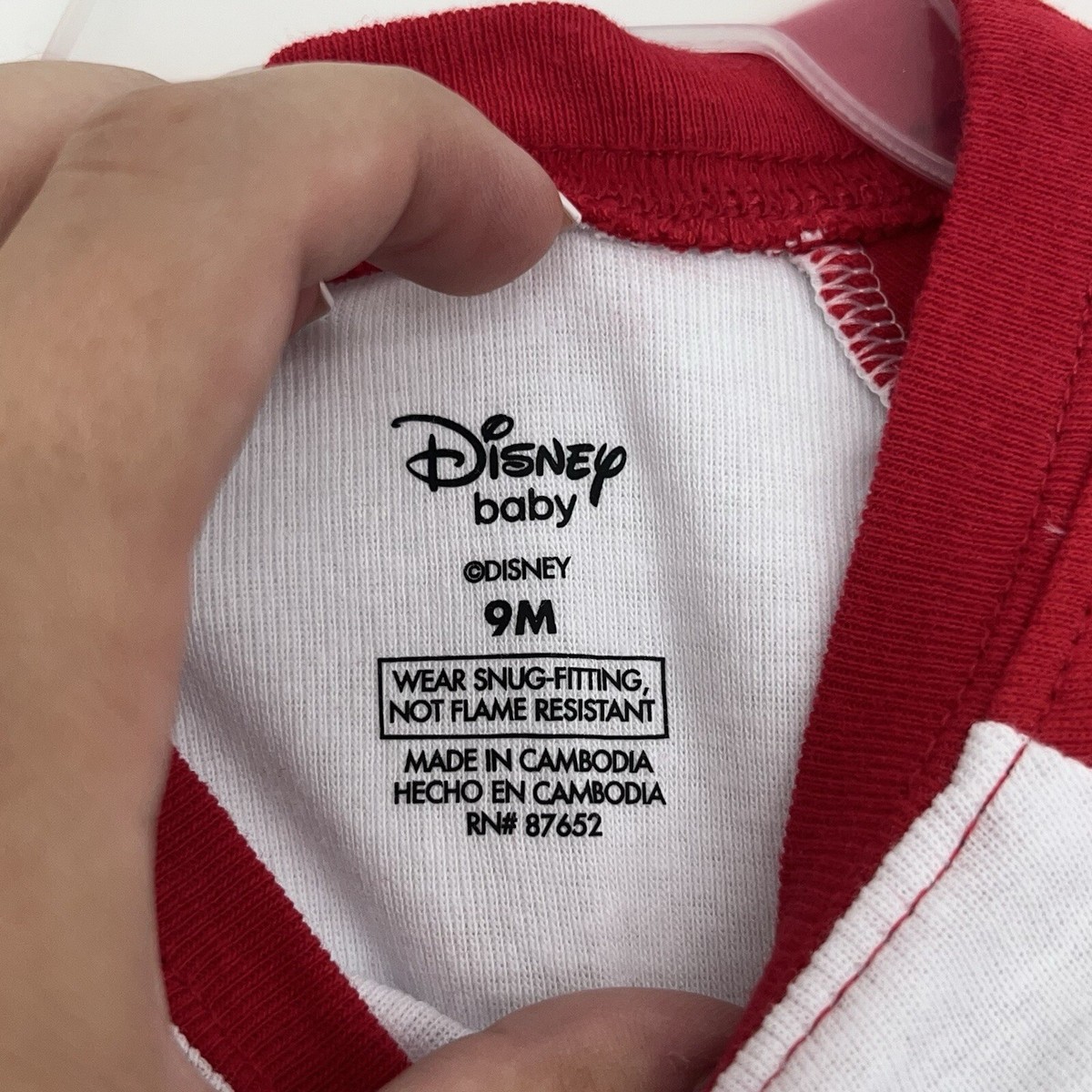 Disney Baby Red & White Mickey Mouse Christmas Pajamas Kids Size 9