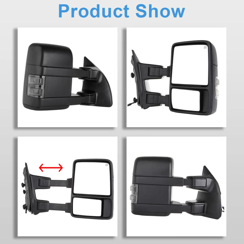 LEFT+RIGHT For 99-07 Ford F250/F350/F450 Power+Heated+Smoke Signal Tow Mirrors - Изображение 4 из 4