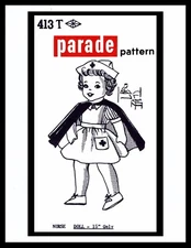 Sewing Pattern Doll 15" WWII NURSE GIRL Plush Soft Jointed Body Toy PARADE 413-T