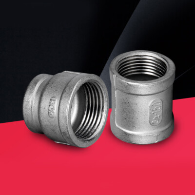 304 Stainless Steel Water Pipe BSP Thread Coupler Female Reducer Connector Muff