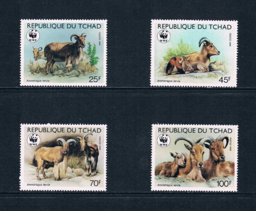 $12.75 Scott Value - 1988 CHAD Barbary Sheep African Wildlife CV MNH NH UMM - image 3 of 4