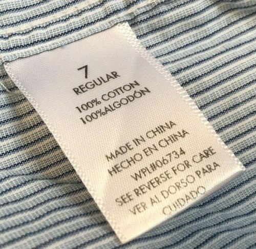Calvin Klein Long Sleeve Button Up Collared Shirt Unisex Kids Size 7 Blue Stripe - Picture 6 of 7