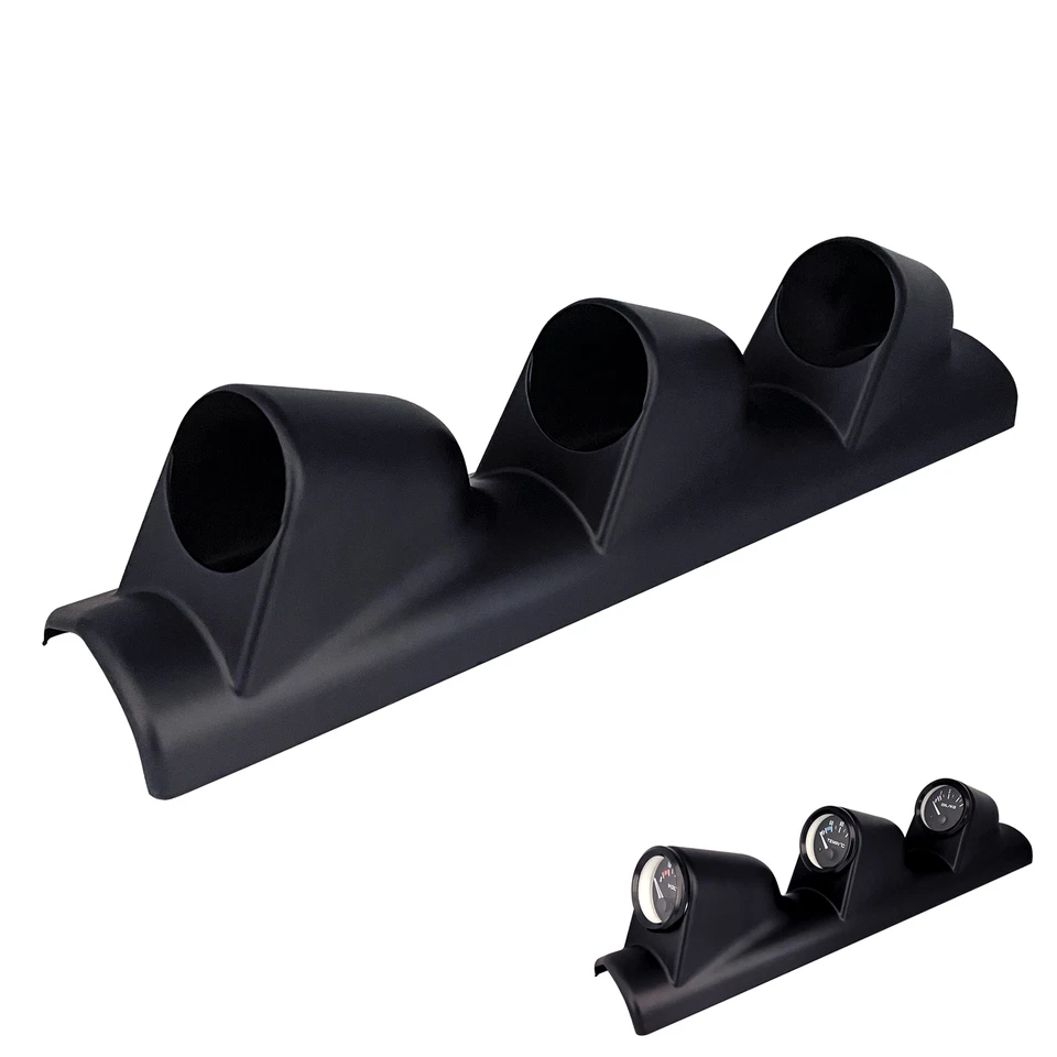 Universal Black 2" 52mm Triple 3 Hole Pillar Gauge Pod Holder Plastic - Image 4 of 4