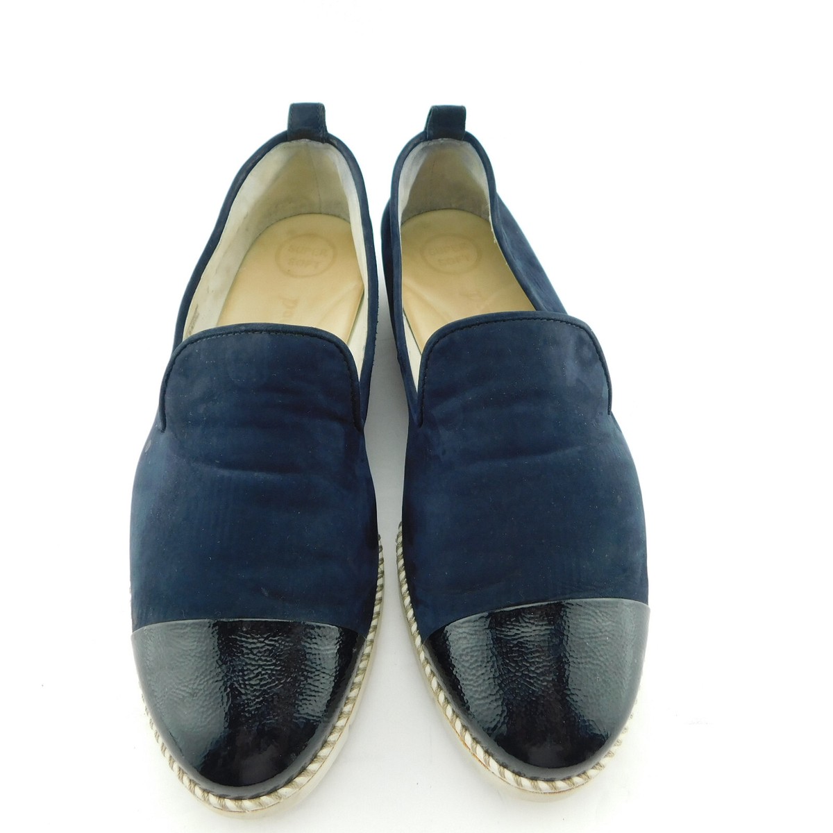 PAUL GREEN Size DANIELLA Navy Blue Cap Toe Soft Flats Shoes