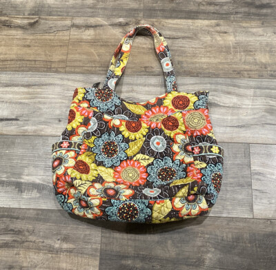 Vera Bradley Shoulder Bag Zip Purse Flower Power Orange Brown
