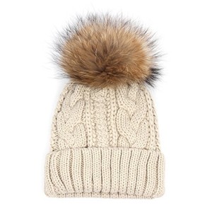 ladies bobble hats with fur bobble