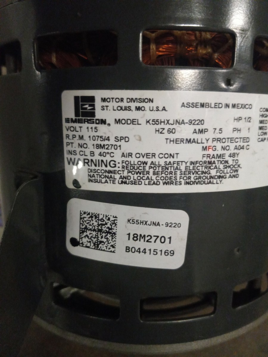 Lennox Emerson 18M2701 K55HXJNA-9220 1/2HP 4-Speed Furnace Blower