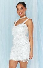 NEW Show me your Mumu Weddings White Sequins and Beads Mini Dress Size Small