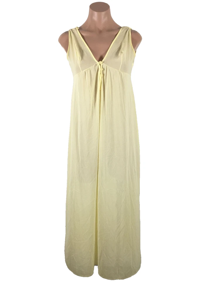 Conjunto de bata vintage Sears Peignoir transparente de doble capa de gasa amarilla S 32-34 Foto 3 de 4
