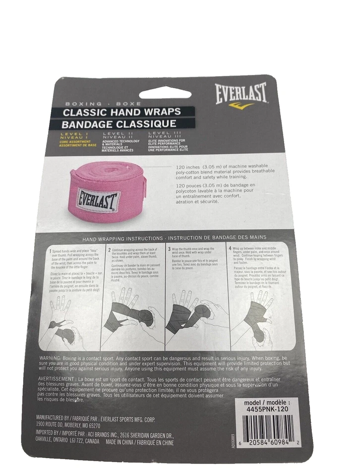 Everlast Classic Hand Wraps Boxing MMA 2 Pack Pink Brand New Protective Gear - Image 2 of 4