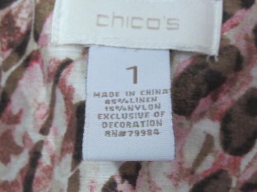 Chico's Jacket Blazer Sz1 M Animal Print Embroidered Pink Brown Linen/Nylon - Picture 4 of 18