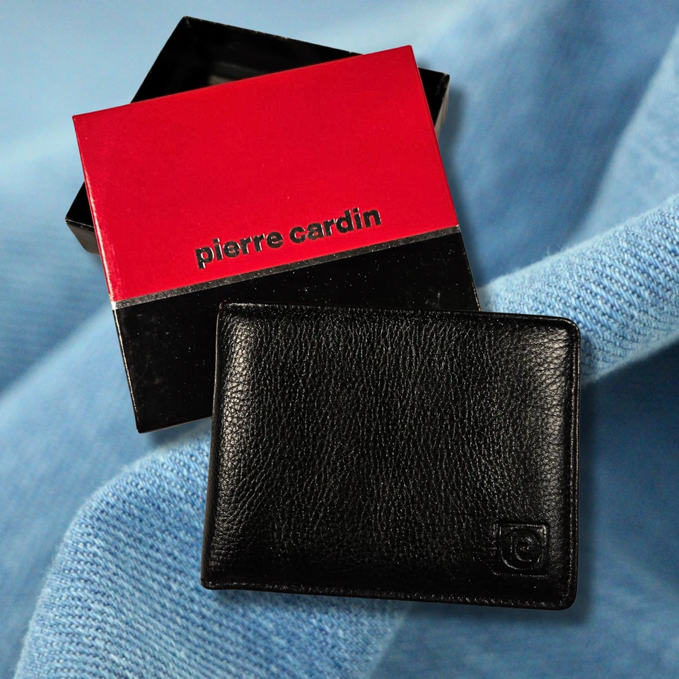 Pierre Cardin Boutique Black Leather Passcase Bi-fold Wallet Made in India - Image 2 of 4