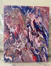 Original Abstract "Floating Swirls" on canvas original acrylic painting 8x10