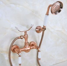 Antique Red Copper Bathroom Handheld Spray Shower Faucet Mixer Tap Set 2na357