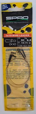 Spro Matte Black LEADER 1x19 Wire 30cm 6,8kg 2 Stück Stahlvorfächer Matt Schwarz