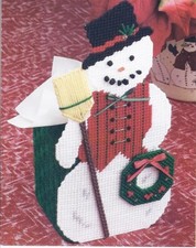  SNOWMAN TISSUE COVER TO STITCH PATTERN ONLY PLASTIC CANVAS PATTERN 