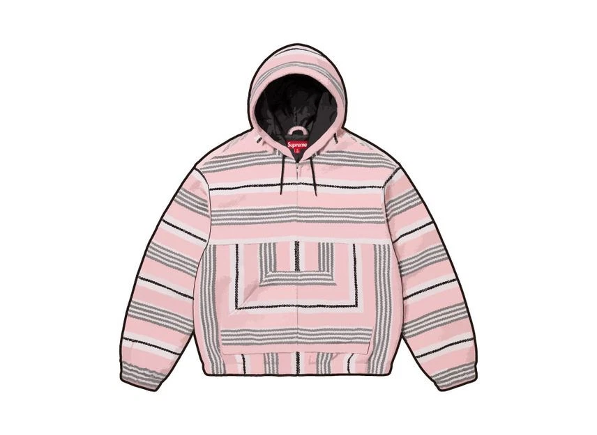 Veste à capuche rose à rayures tissées Supreme