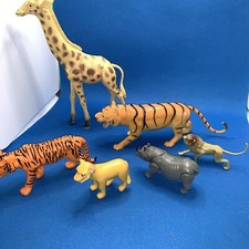 Zoo Toy Animal Lot Of 6 Wild Animals Figures Lion Tiger Hippo Giraffe