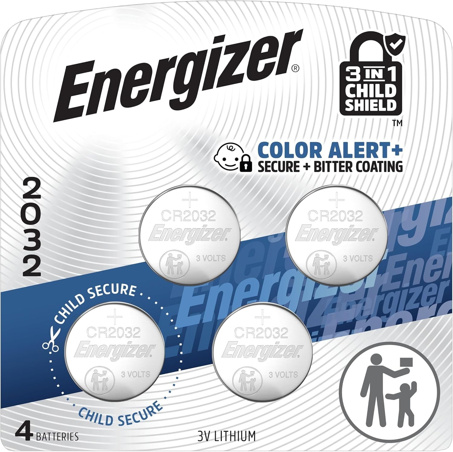 2032 Batteries (4 Pack), 3V Lithium Coin Batteries with 3-in-1 Child Shield-image