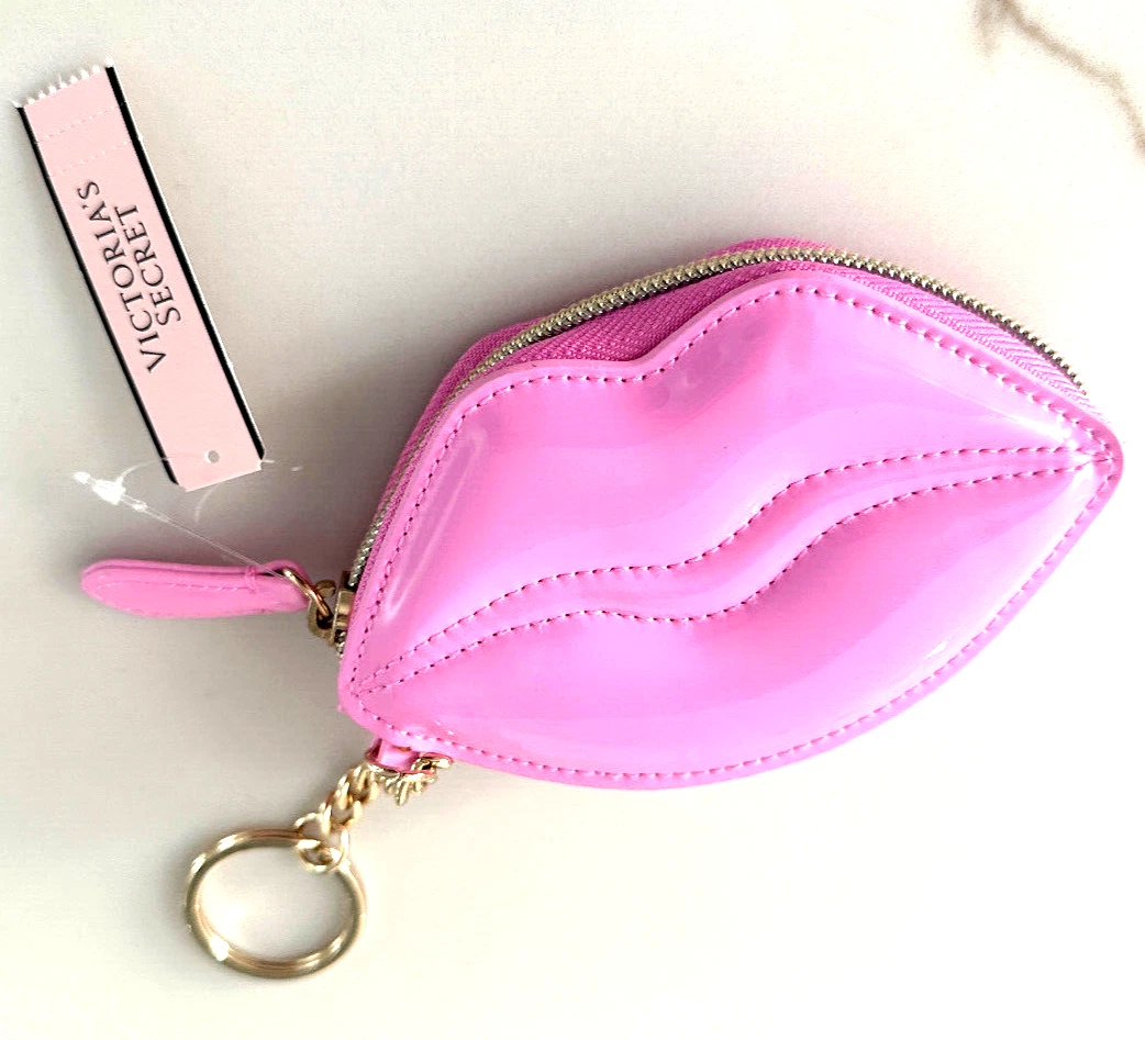 Victoria s Secret Pink Pucker Lips Zip Keychain Coin Purse