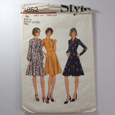 Style 4852 Retro Empire Waist A Line Dress Collar Notch Ladies New Uncut  Pattern | eBay UK