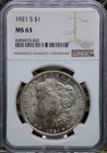 :1921-S SILVER MORGAN DOLLAR NGC CHOICE NGC MS63 KEY DATE FROSTY BLAST WHITE