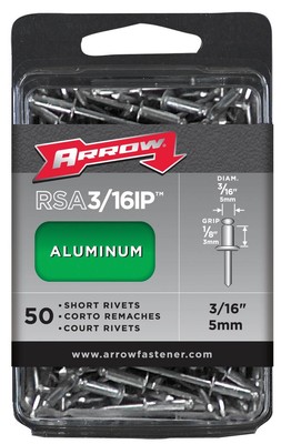 Arrow Fastener RSA3/16IP Aluminum Medium Rivet 3/16 Dia. x 1/8 L in.