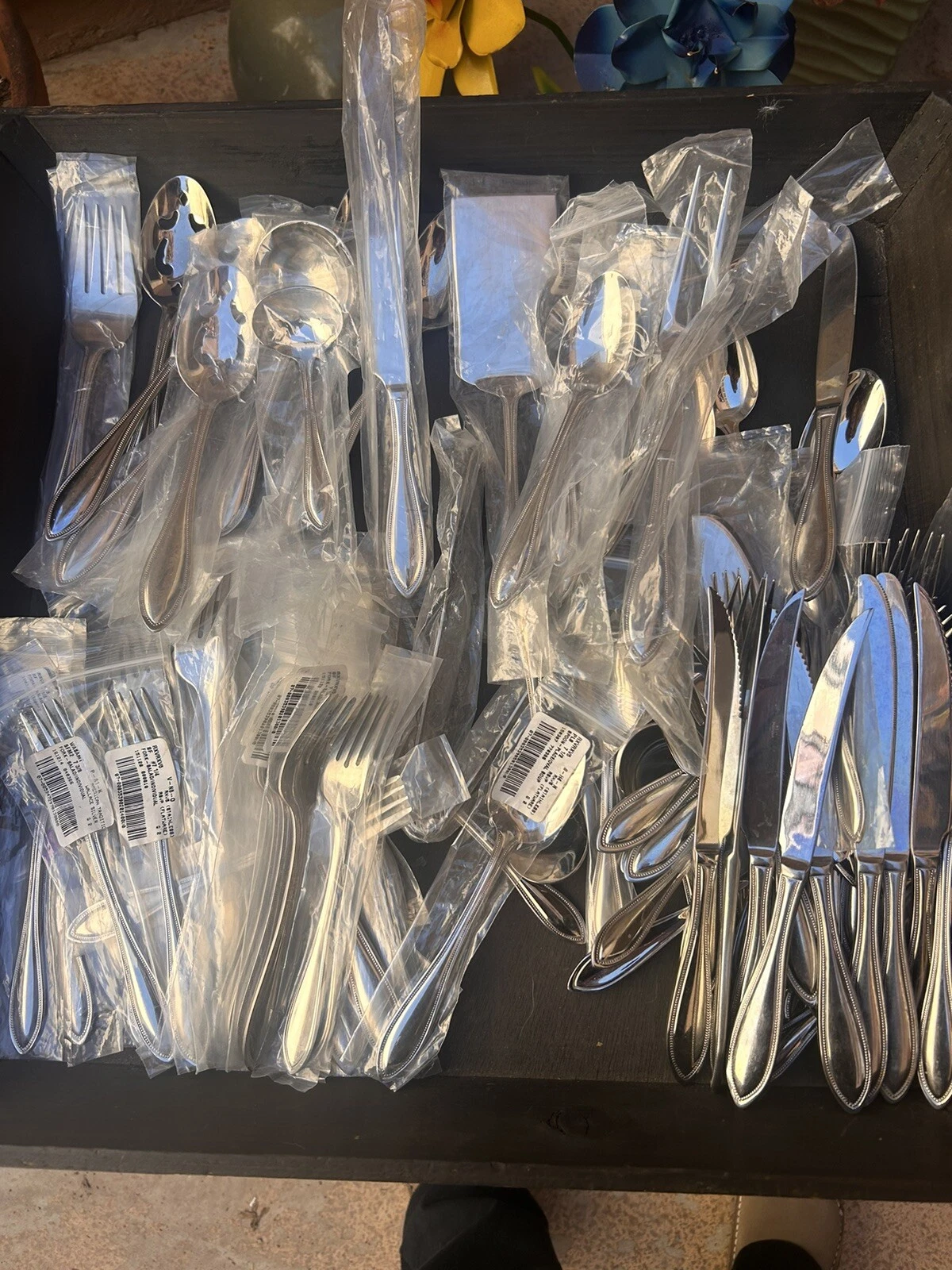 RSVP RXV5 Beaded 18/10 Glossy Stainless Pc Serving Flatware Lot 89 Pcs.