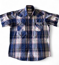 VTG Southern Classics Short Sleeve Plaid Pearl Snap Button Down Large