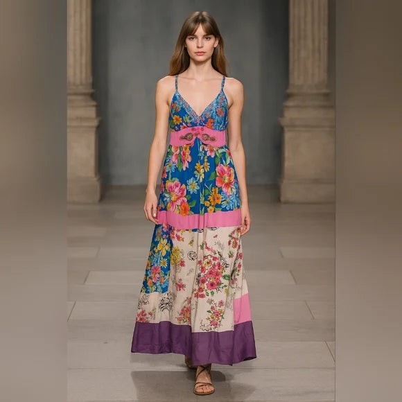 2000s Johnny Was Floral Patchwork Embroidered Max… - image 2