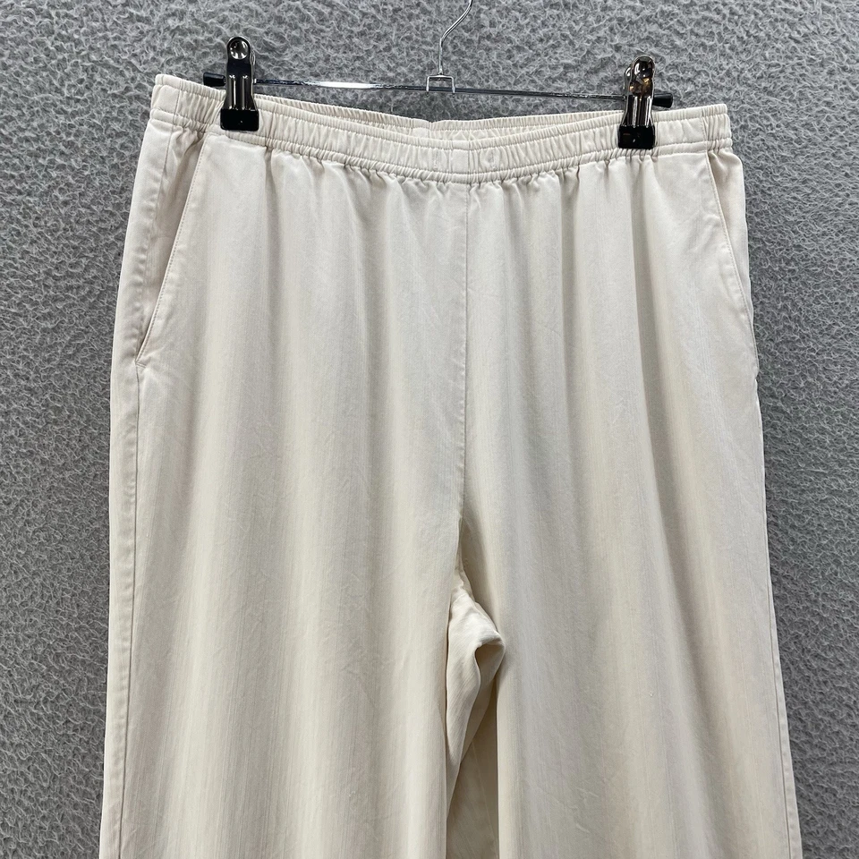 Tommy Bahama 100% Silk Pants Women Medium Beige Pull On Wide Leg Comfort * - Image 3 of 4