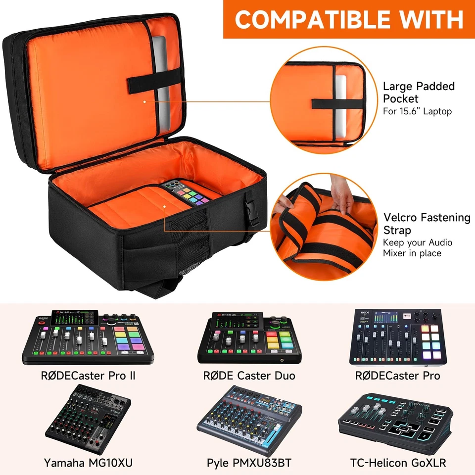 Audio Mixer Travel Case Fits for RODECaster Pro II,RODECaster Pro,RC Duo,Yama... - Image 2 of 4