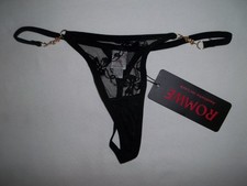 Romwe women's XS/fit girls 10-12 floral mesh v-string thong panties black nwt