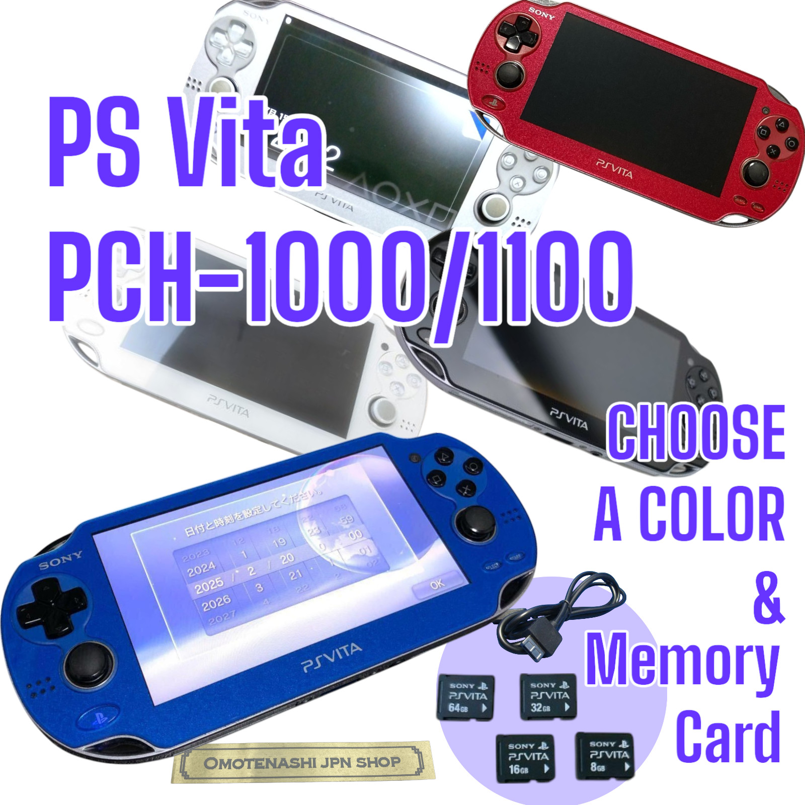 Sony PS Vita PCH-1000 1100 OLED Wi-Fi Console Pick  Rank Charger Memory Card