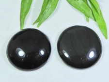 2Pcs 110Cts. Natural Rainbow Obisidan Round Cabochon Gemstone 30X30-31X31MM N756