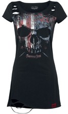 Rock Rebel by EMP Damen schwarzes kurzes Kleid mit Totenkopf-Print