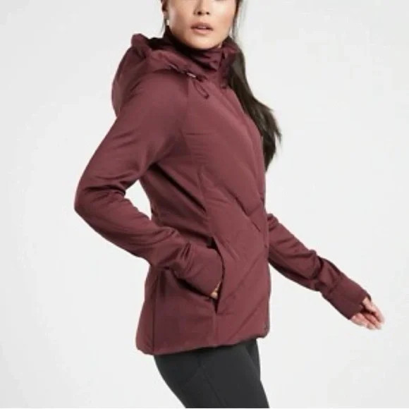 Athleta Inlet Jacket DOWN INSULATION, Burgundy SI… - image 3