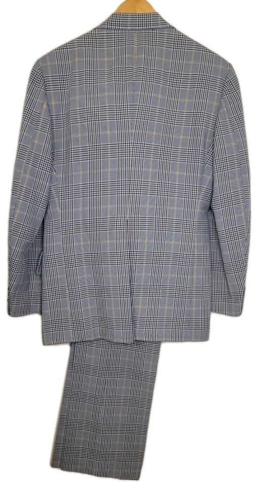 Traje a Cuadros Haspel 40 Para Hombre 2 Piezas Chaqueta Pantalones 32x31 Vintage Retro Años 70 Disco Foto 2 de 4
