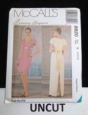 McCALL'S UNCUT Pattern 8820 Misses Sizes 8-22 Formal Evening Empire Dress Lined