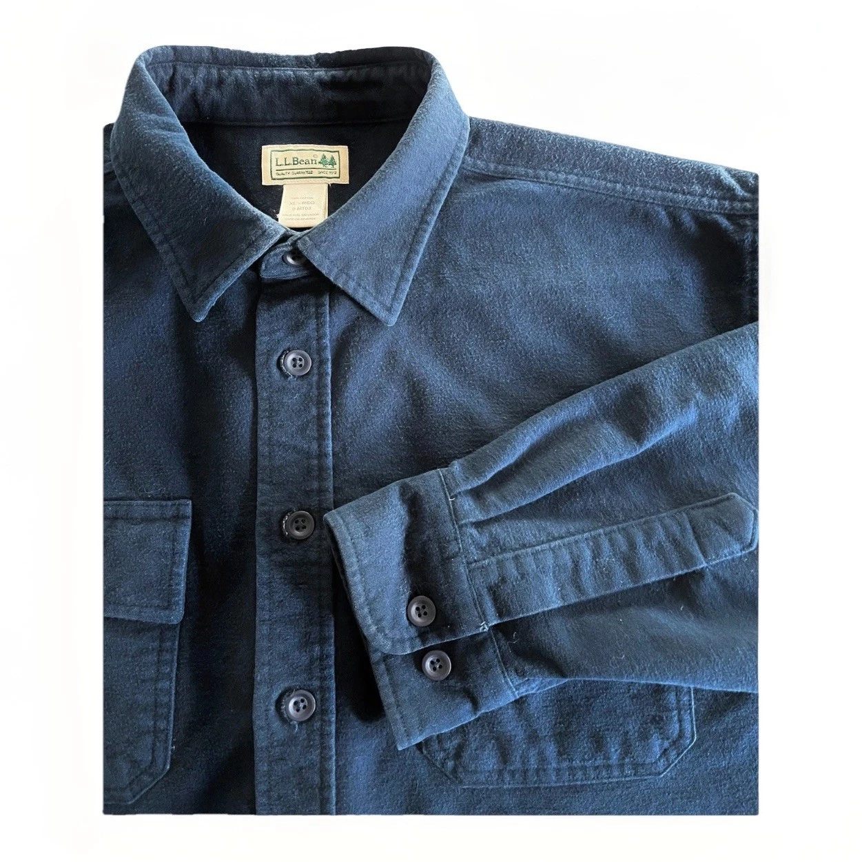 LL Bean Flannel Shirt Mens XL Blue Chamois Button Shacket Field Barn Outdoor