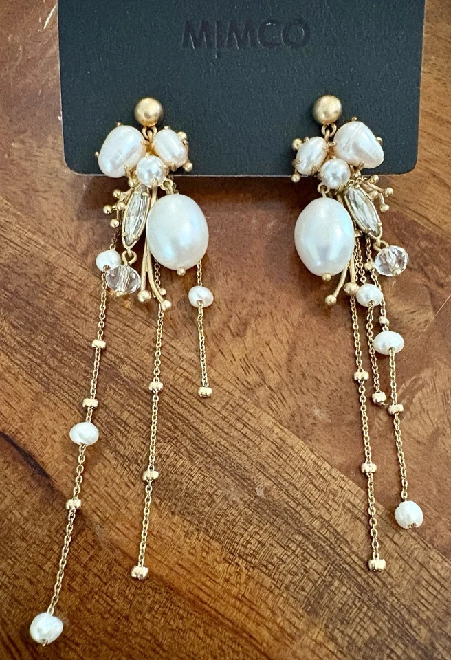MIMCO Wildflower Statement Earrings. Yellow Gold + Pearl. Versatile. BNWT. - image 2 of 4